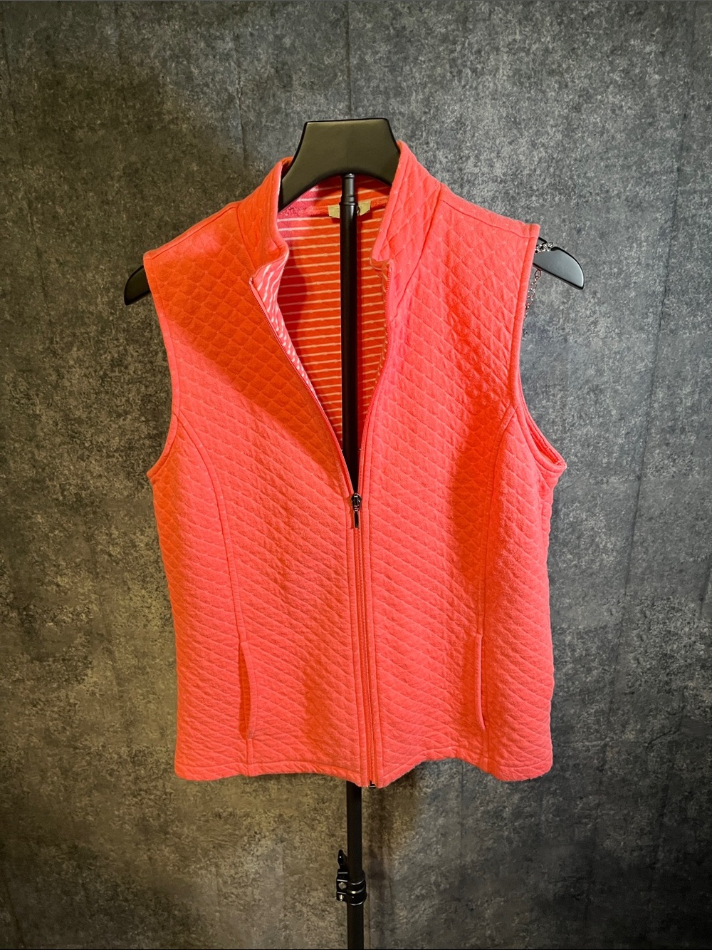 Talbots Coral Quilted Zip-Front Vest